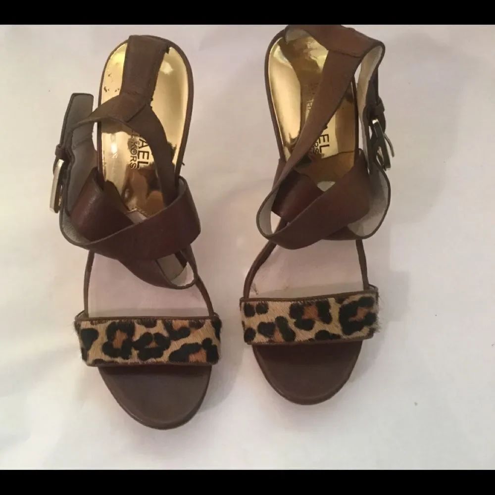 Michael Kors Calf Hair Animal Print Leather Wooden